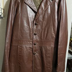 Brown Leather Jacket Size:Large For Women 