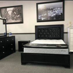 Mizah Black LED Panel Bedroom Set,  Fast Delivery 