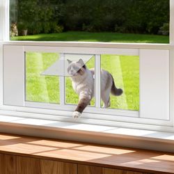 NAIZEA Pet Cat Door for Window, Adjustable 22.83"-46.46"W Window Cat Door Insert