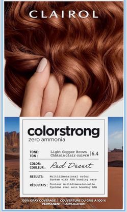 Clairol ColorStrong Hair Color – Red Desert 6.4 (Light Copper Brown) – 3 Boxes, NEW/Sealed