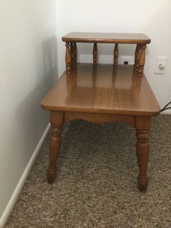 Step side 2 tiered wood end table