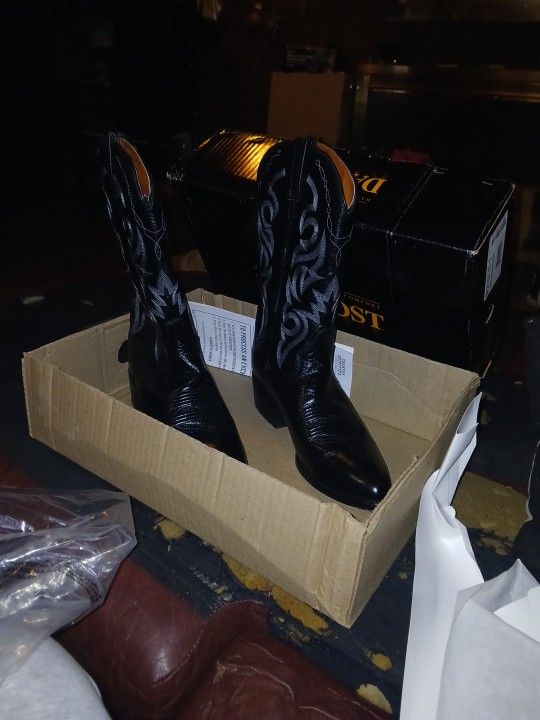 Dan Post Mens Black Mignon Corona Cowboy Boots