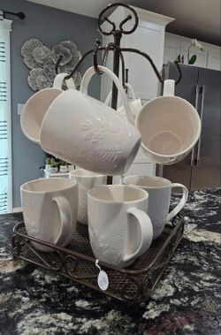 Juego de 8 tazas con portador de tazas princess house