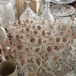 Gold Leaf Glasses Vintage By Libby.  $5 Each