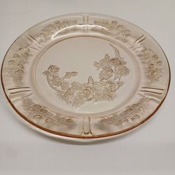 PINK DINNER PLATE, ROSES IN THE CENTER AND AROUND THE EDGES,  SHARON IS THE PATTERN NAME