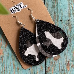 Cow Print Faux Leather Earrings