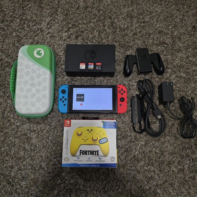 Nintendo - Original Switch, PowerA Pro Controller, Case, 256gb SD Card, 3 Games & More!
