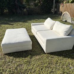 Restoration Hardware White Couch W Ottoman —FREE DELIVERY✅