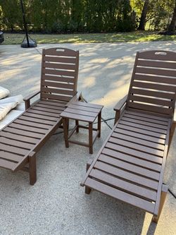 Polywood Nautical 3 Piece Chaise Lounge Set w/ 2 Cushion Sets