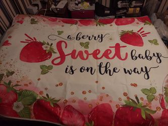 A Berry Sweet Baby is on the way Tablecloth 