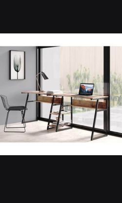 81" Double Computer Desk with Storage
Shelves - Rustic Brown