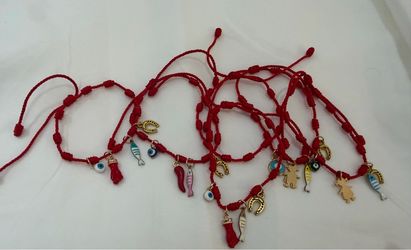 Mixed red string for luck