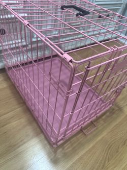 Pink Metal Wire Pet Crate with Tray
