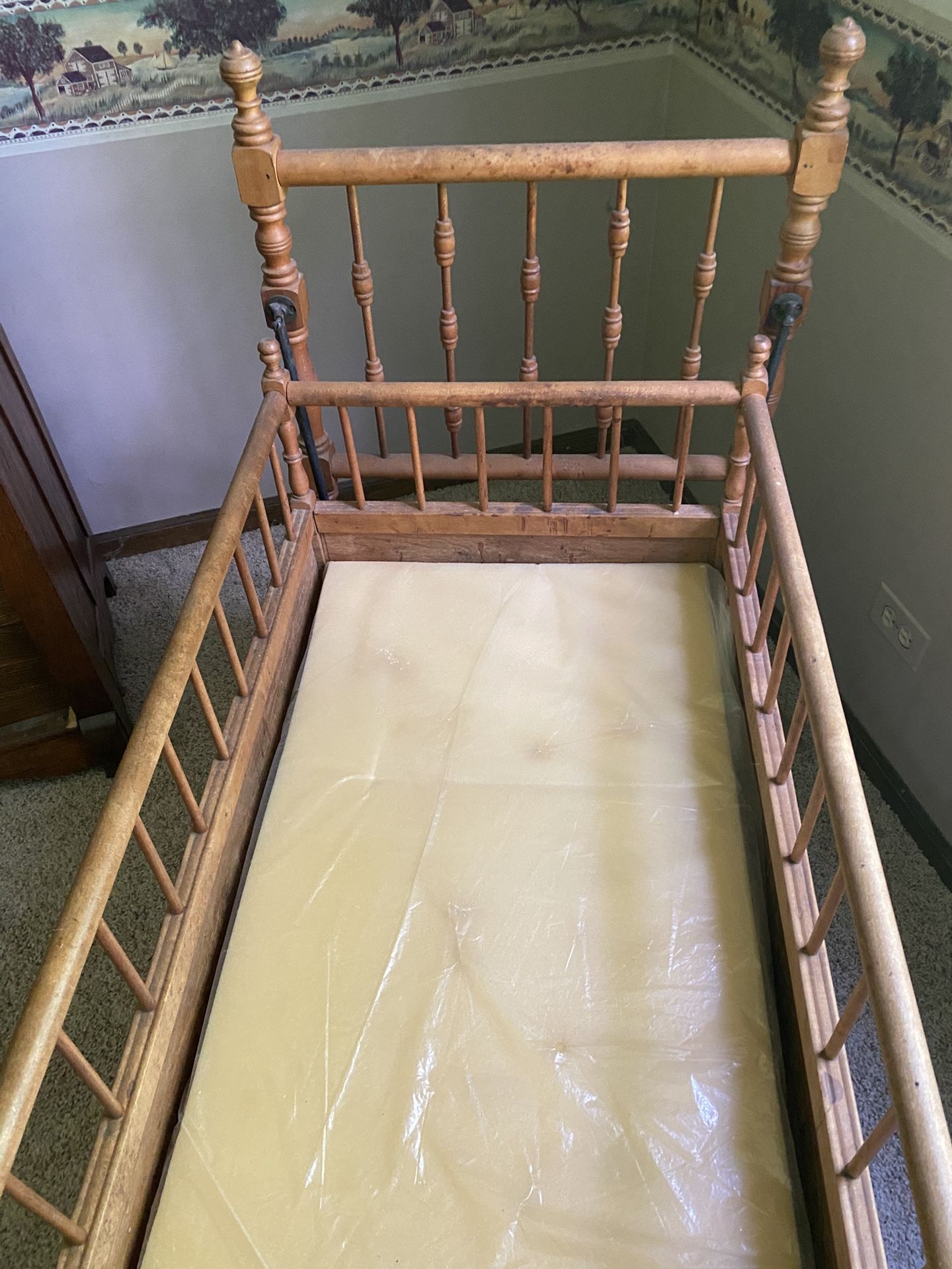 Victorian 1890 Antique Swinging Rocking Baby Cradle