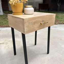 Modern Wood Nightstand w/ Brass Handle – Minimal / MCM Style