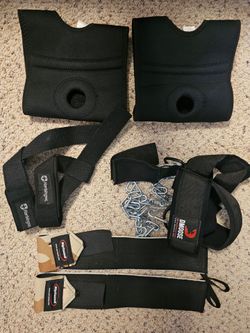 Complete Gym Training Bundle – Knee Braces, Wrist Straps, Pull-Up Straps & Neck Harness