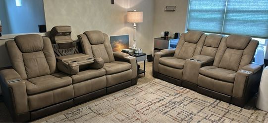 Power Reclining Sofa and Loveseat Set