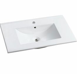 30In Ceramic Bathroom Vanity Sink Top,Single Bowl Rectangular Drop-In Sink