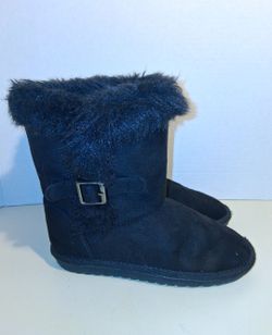 girls size 13 black suede faux fur lined cold weather boots $5 FIRM