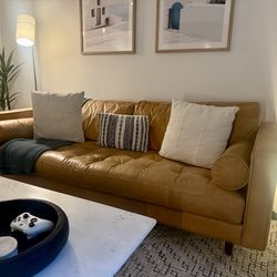 Leather Couch West Elm Dennes 88”