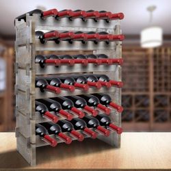 Gray Wood 6 Tier Stackable Wine Rack
