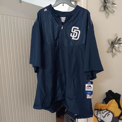 Men's San Diego Padres Majestic Short Sleeve Pullover Training Jacket - Size 5X