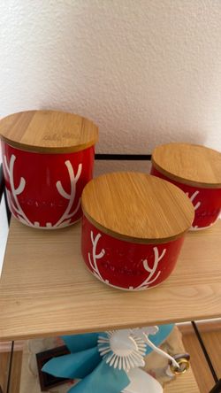 Set of 3 porcelain canister for holiday, 3 for $17
