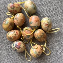 Set of 11 Decoupage Paper Mache Easter Egg Bunny