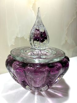 Murano Glass Vanity Powder Jar & Perfume Bottle