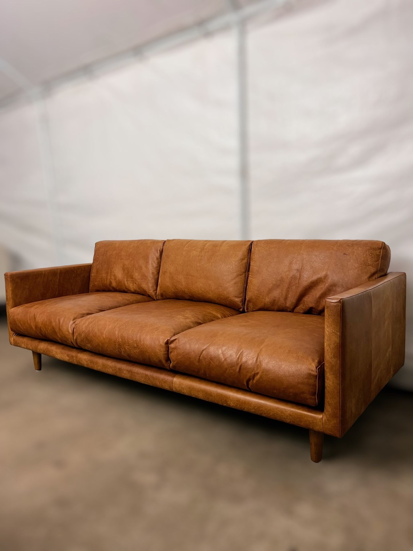 Article Dakota Nirvana Tan Real Leather Sofa Mcm Delivery