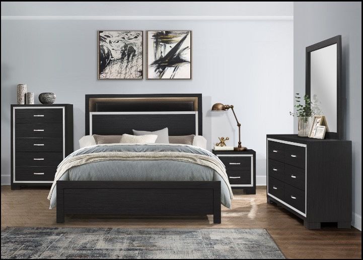 Create Incredible Contemporary appeal to your bedroom with this white upholstered bedroom set