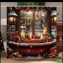 shower curtain for Christmas decor