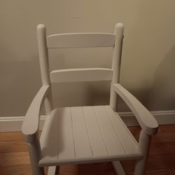Child's White Wooden Rocking Chair