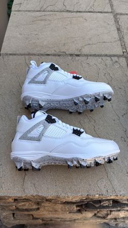New Nike air Jordan 4 retro TD white cement football cleats Men’s 8.5 10