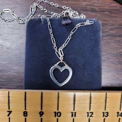 Geniune Tiffany White Gold Open Heart Necklace