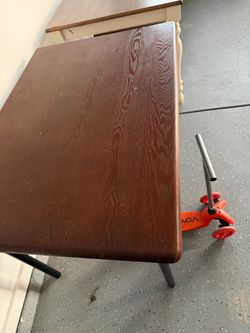 Dark Brown Table with Black Metal Legs