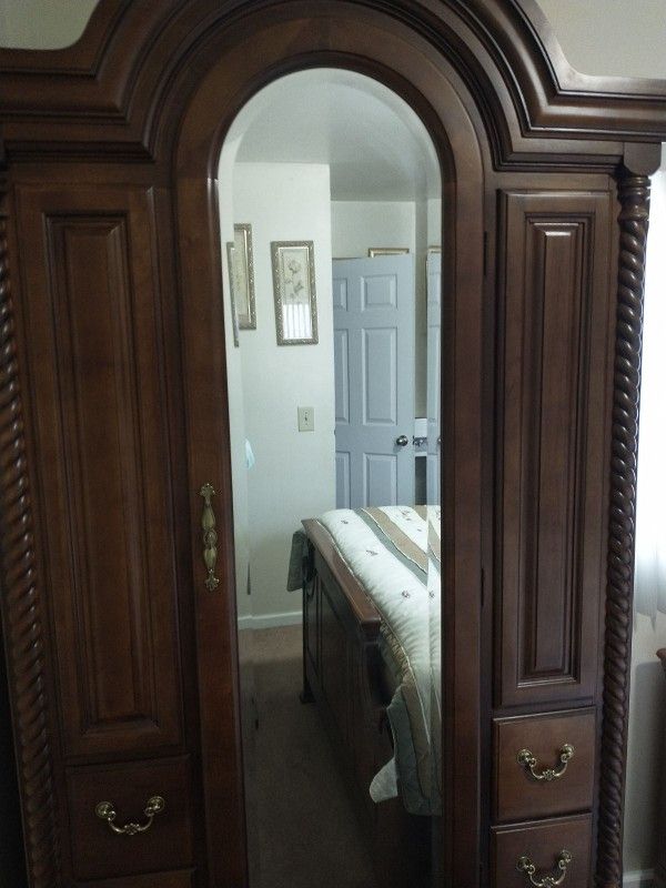 Queen Bed And Armoire with Siderails