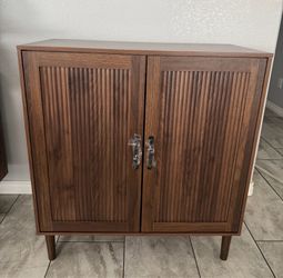 NEW wood Fluted with 2 Doors Sideboard Buffet Cabinet with Adjustable Shelves (16"D x 31.5"W x 34”)
