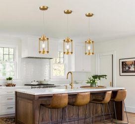 Brass Glass Cylinder Pendant Lights (Set of 3)