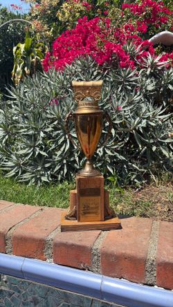 Vintage 1953 brass and wood trophy