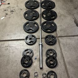 Weight Set 255 Lbs In Weights Plus 45 Pound Bar 