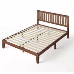 Brown  Antique Espresso Wood Bed Frame Full size with Headboard