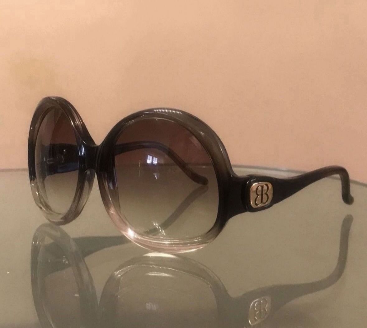 Balenciaga Edition BAL 0003 Oversized Black Clear Gray Half Tint Sunglasses