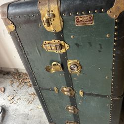 Vintage Indestructo Victorian Domed Wardrobe Steamer Trunk