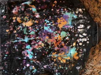 Painted black denim jacket
