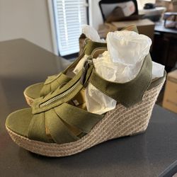 Michael Kors New Sandal Wedge Green Olive/army Green