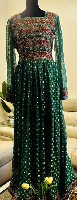 Green Embroidered Anarkali Formal Dress