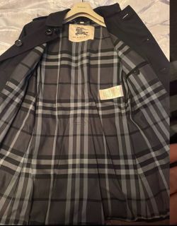 Authentic Burberry London Men's/Women's Black Trench Coat with Charcoal Nova Check Lining