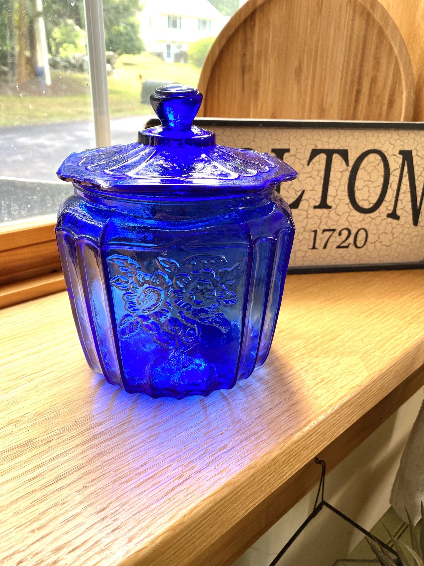 Cobalt Blue Glass Jar with Lid