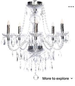 Style at home with Margie Chandelier wireless plug in acrylic crystalline 25.5 in SHOPHQ new